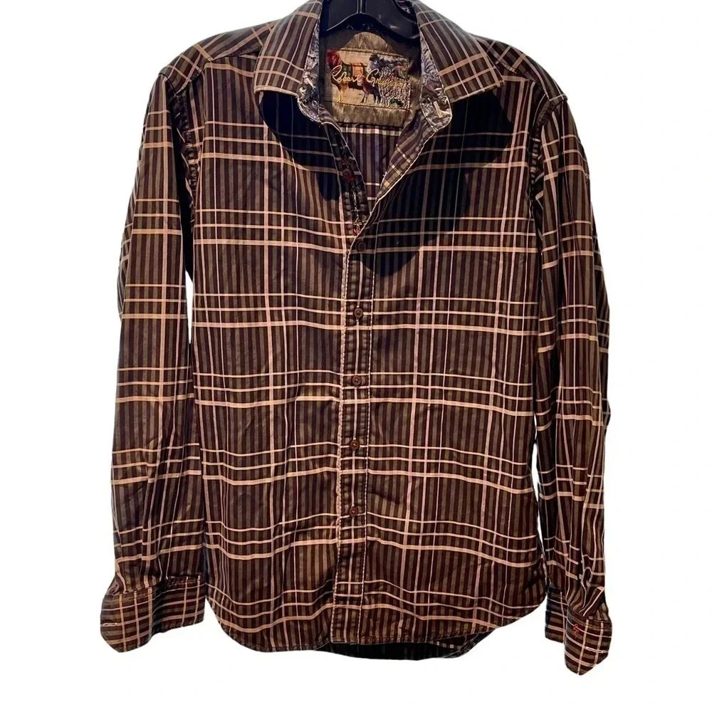 Robert Graham black/gold plaid men’s shirt size Small. Classic fit.